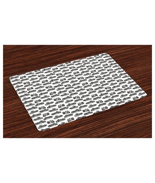 Motorcycle Place Mats  Set of 4