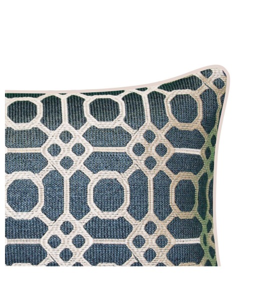 Raffia Geometric Embroidery Lumbar Decorative Pillow  13 x 21