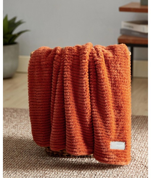 Solid Ribbed Super Soft Textured Throw Blanket