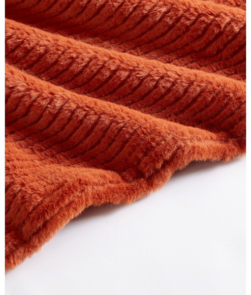 Solid Ribbed Super Soft Textured Throw Blanket