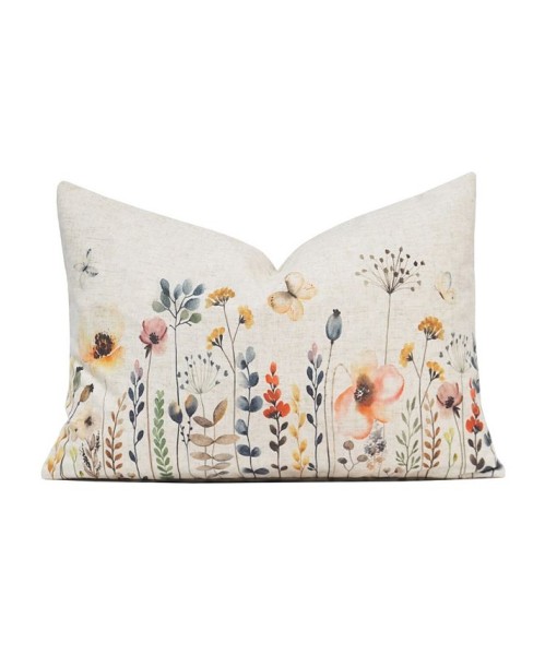 Daisy Floral Print Linen Decorative Pillow  14