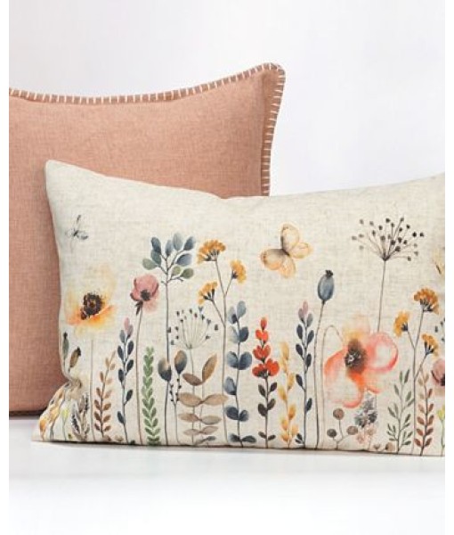 Daisy Floral Print Linen Decorative Pillow  14