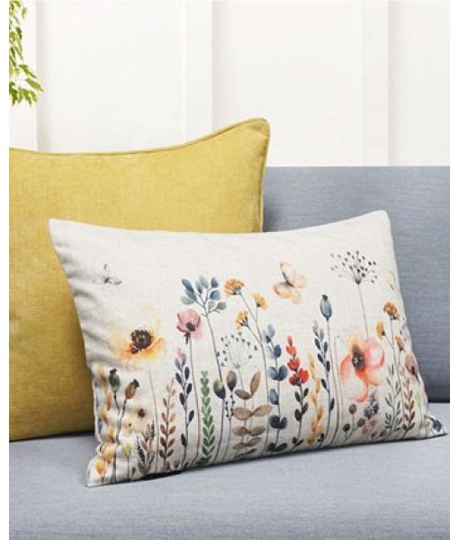 Daisy Floral Print Linen Decorative Pillow  14