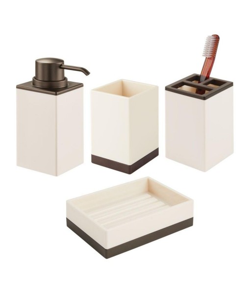 Plastic Bathroom Vanity Countertop Accessory Organizers - Cream/Bronze