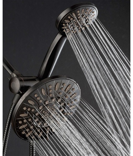 High-Pressure 48-Setting Dual Shower Head Combo with Extra-long 6 Foot Hose