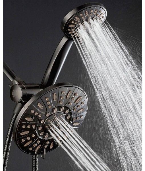 High-Pressure 48-Setting Dual Shower Head Combo with Extra-long 6 Foot Hose