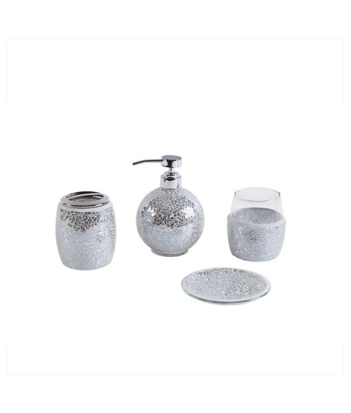 Mosaic 4 Piece Bath Accessory Set - Grey