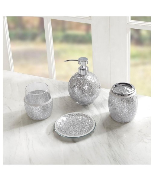 Mosaic 4 Piece Bath Accessory Set - Grey