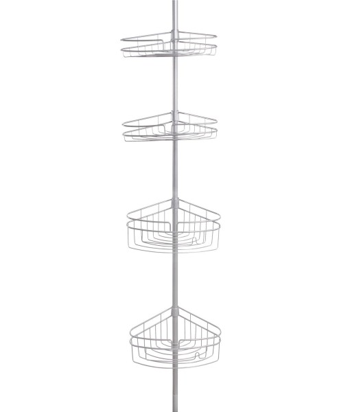 4-Tier Spring Tension Shower Corner Pole Caddy with Razor Holder